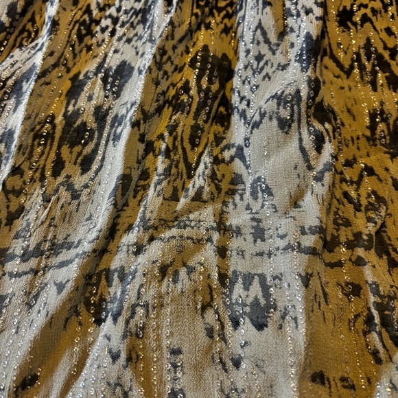 Zara khaki green and metallic fibre elastic waist long skirt NWT - Picture 4 of 10